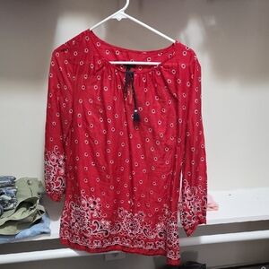 Red Floral Women's Top